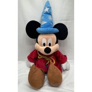 DISNEY STORE FANTASIA MICKEY MOUSE  SORCERER WIZARD 24" PLUSH STUFFED ANIMAL TOY